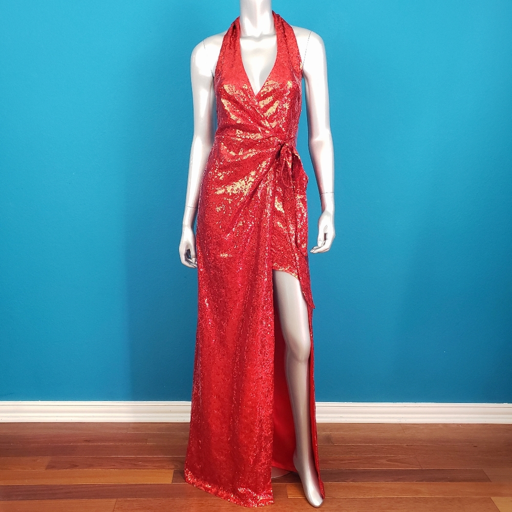 🆕️💃🎬 CITY GODDESS LONDON Sequin Halter Maxi Dress // (NWT)